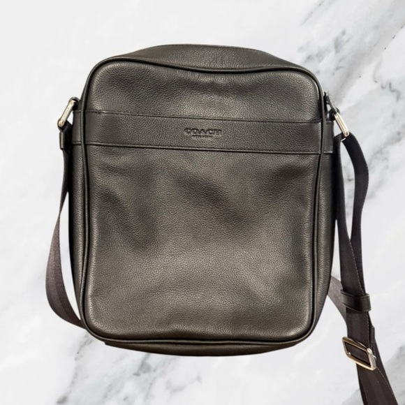 COACH Charles Flight Bag Mens Black Calf Leather F54782 Shoulder Crossbody NWOT - Picture 1 of 10